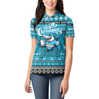 Personalized Sharks Rugby Xmas Women Polo Shirt Australia NRL Mascot