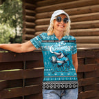 Personalized Sharks Rugby Xmas Women Polo Shirt Australia NRL Mascot