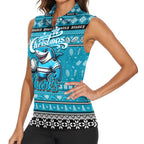 Personalized Sharks Rugby Xmas Women Sleeveless Polo Shirt Australia NRL Mascot