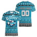 Personalized Sharks Rugby Xmas Women V-Neck T-Shirt Australia NRL Mascot