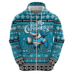 Personalized Sharks Rugby Xmas Zip Hoodie Australia NRL Mascot