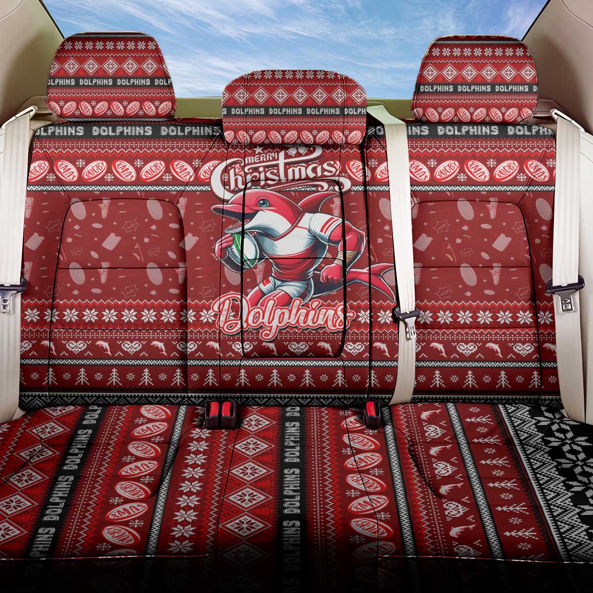 Dolphins Rugby Xmas Back Car Seat Cover Australia NRL Mascot