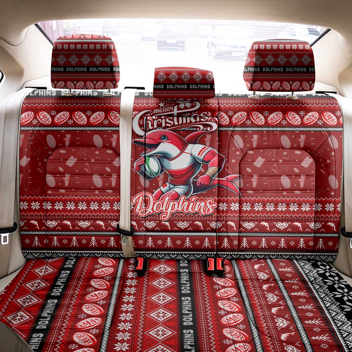 Dolphins Rugby Xmas Back Car Seat Cover Australia NRL Mascot