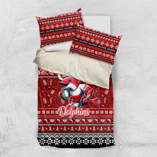 Dolphins Rugby Xmas Bedding Set Australia NRL Mascot