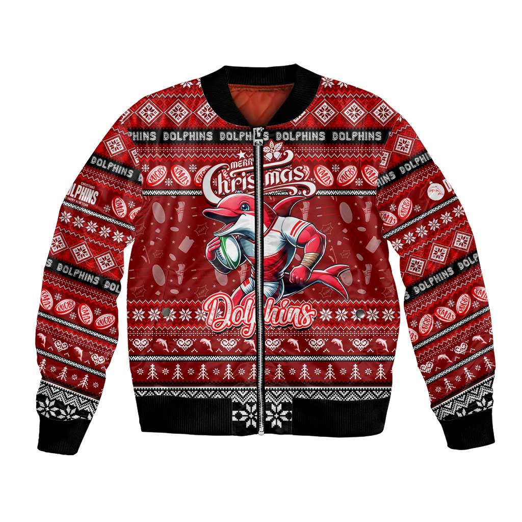 Personalized Dolphins Rugby Xmas Bomber Jacket Australia NRL Mascot