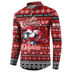 Personalized Dolphins Rugby Xmas Button Sweatshirt Australia NRL Mascot