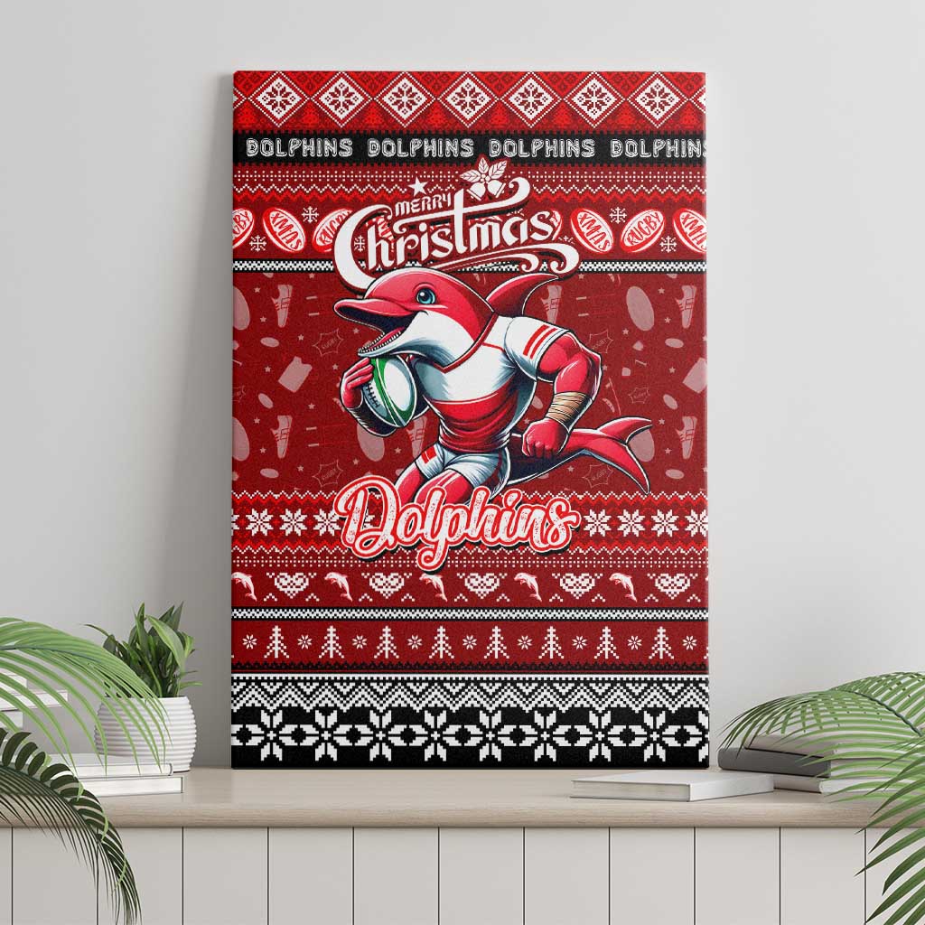 Dolphins Rugby Xmas Canvas Wall Art Australia NRL Mascot