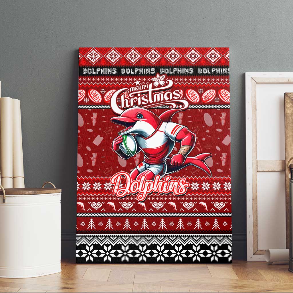 Dolphins Rugby Xmas Canvas Wall Art Australia NRL Mascot