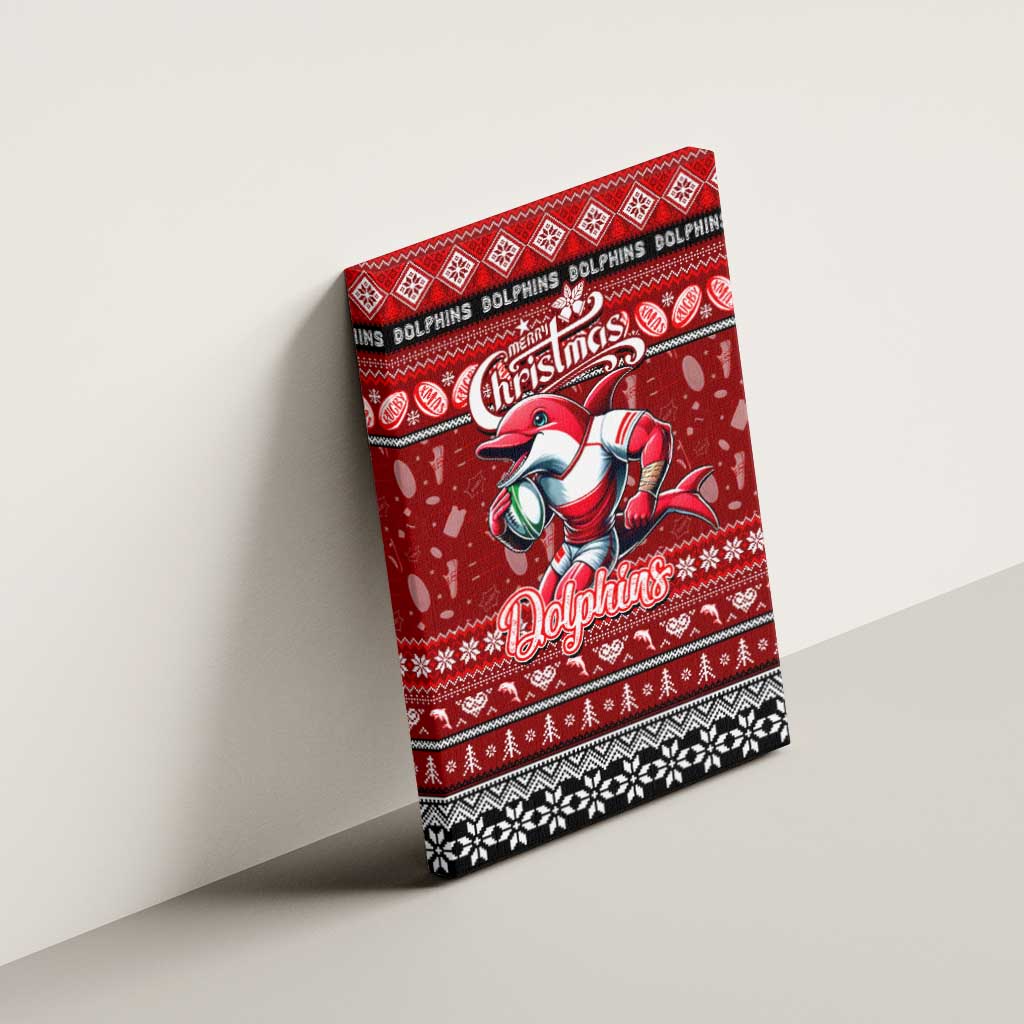 Dolphins Rugby Xmas Canvas Wall Art Australia NRL Mascot