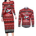 Personalized Dolphins Rugby Xmas Couples Matching Long Sleeve Bodycon Dress and Long Sleeve Button Shirt Australia NRL Mascot