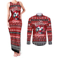 Personalized Dolphins Rugby Xmas Couples Matching Tank Maxi Dress and Long Sleeve Button Shirt Australia NRL Mascot