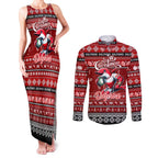 Personalized Dolphins Rugby Xmas Couples Matching Tank Maxi Dress and Long Sleeve Button Shirt Australia NRL Mascot