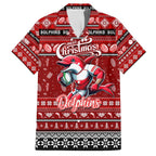 Personalized Dolphins Rugby Xmas Family Matching Long Sleeve Bodycon Dress and Hawaiian Shirt Australia NRL Mascot