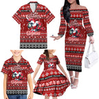 Personalized Dolphins Rugby Xmas Family Matching Off The Shoulder Long Sleeve Dress and Hawaiian Shirt Australia NRL Mascot