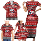 Personalized Dolphins Rugby Xmas Family Matching Short Sleeve Bodycon Dress and Hawaiian Shirt Australia NRL Mascot