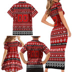 Personalized Dolphins Rugby Xmas Family Matching Short Sleeve Bodycon Dress and Hawaiian Shirt Australia NRL Mascot