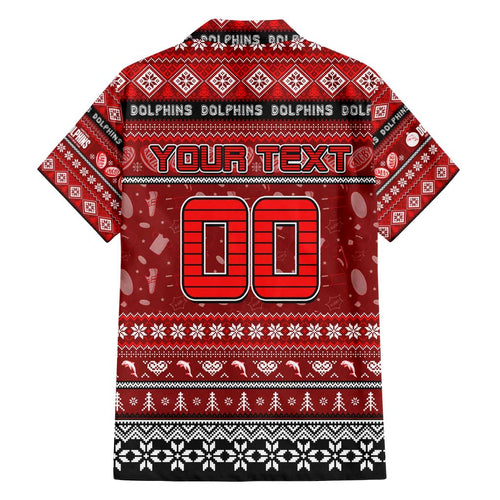 Personalized Dolphins Rugby Xmas Family Matching Summer Maxi Dress and Hawaiian Shirt Australia NRL Mascot