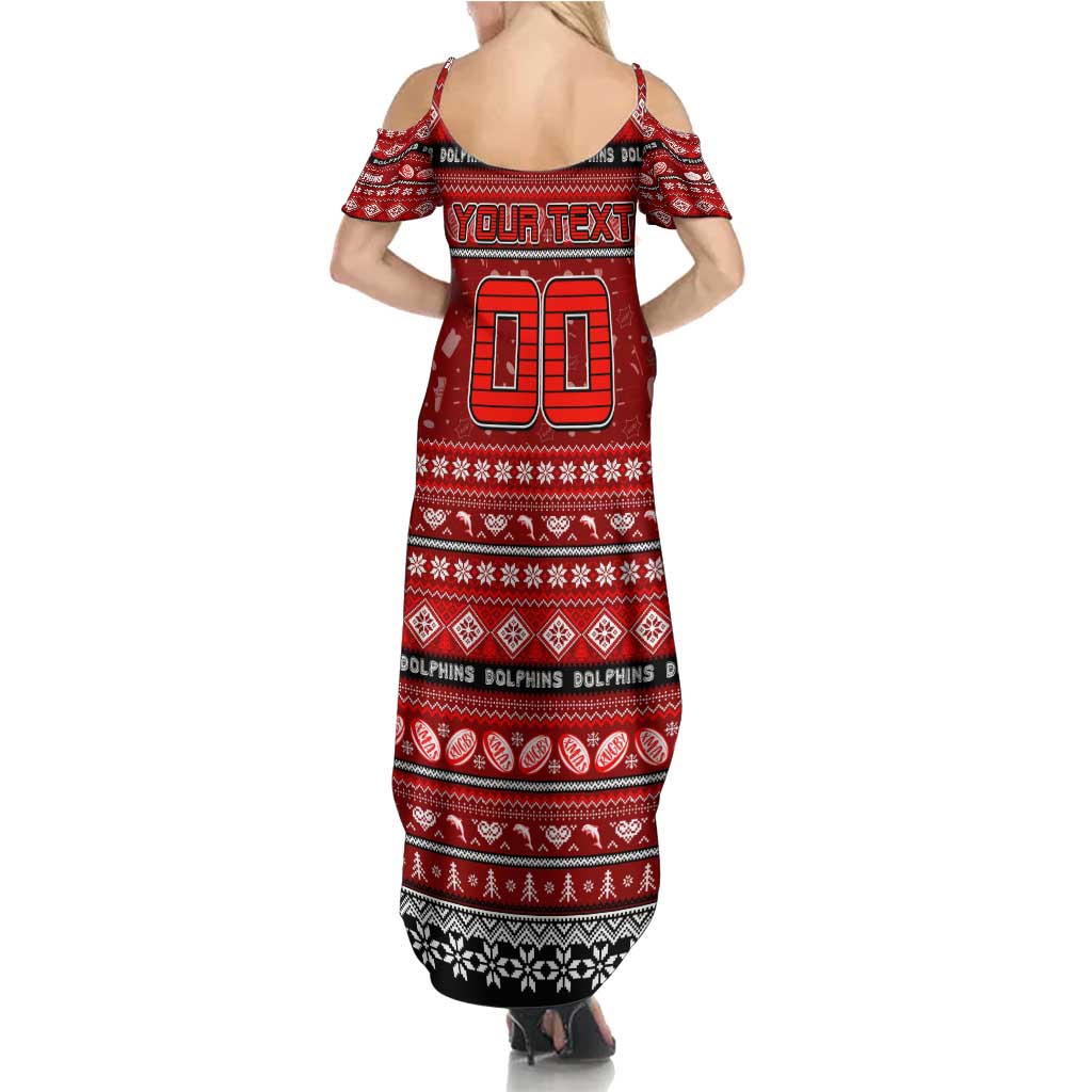 Personalized Dolphins Rugby Xmas Family Matching Summer Maxi Dress and Hawaiian Shirt Australia NRL Mascot