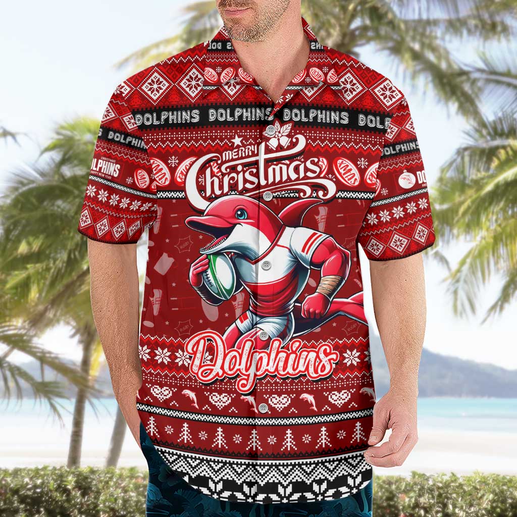 Personalized Dolphins Rugby Xmas Hawaiian Shirt Australia NRL Mascot