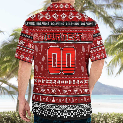 Personalized Dolphins Rugby Xmas Hawaiian Shirt Australia NRL Mascot