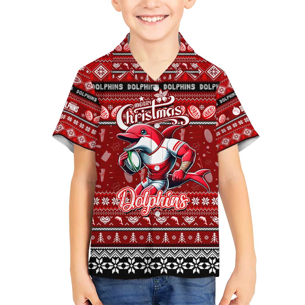 Personalized Dolphins Rugby Xmas Hawaiian Shirt Australia NRL Mascot