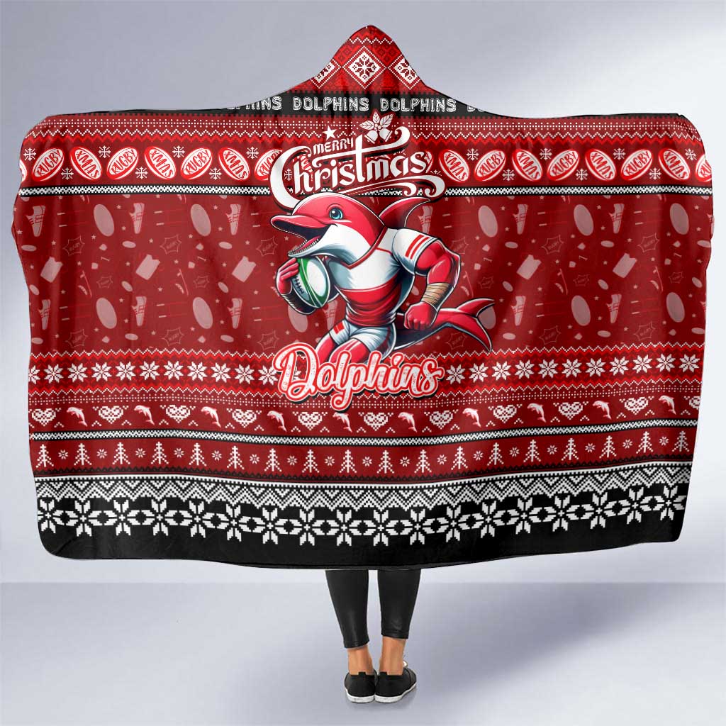 Dolphins Rugby Xmas Hooded Blanket Australia NRL Mascot