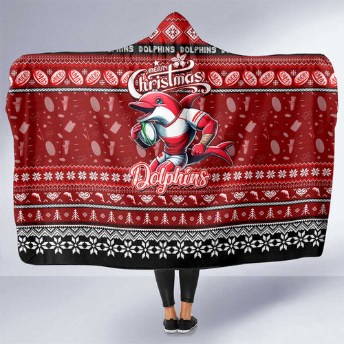 Dolphins Rugby Xmas Hooded Blanket Australia NRL Mascot