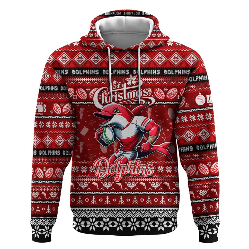 Personalized Dolphins Rugby Xmas Hoodie Australia NRL Mascot