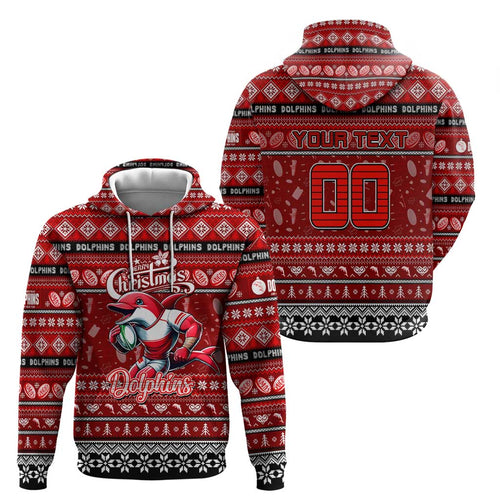 Personalized Dolphins Rugby Xmas Hoodie Australia NRL Mascot