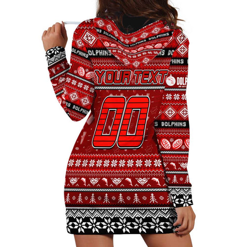 Personalized Dolphins Rugby Xmas Hoodie Dress Australia NRL Mascot