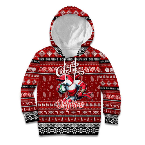 Personalized Dolphins Rugby Xmas Kid Hoodie Australia NRL Mascot