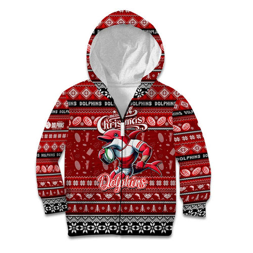 Personalized Dolphins Rugby Xmas Kid Hoodie Australia NRL Mascot