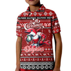Personalized Dolphins Rugby Xmas Kid Polo Shirt Australia NRL Mascot