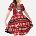 Personalized Dolphins Rugby Xmas Kid Short Sleeve Dress Australia NRL Mascot