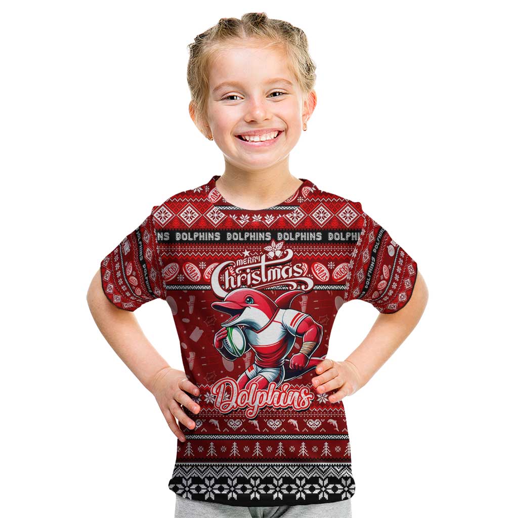 Personalized Dolphins Rugby Xmas Kid T Shirt Australia NRL Mascot
