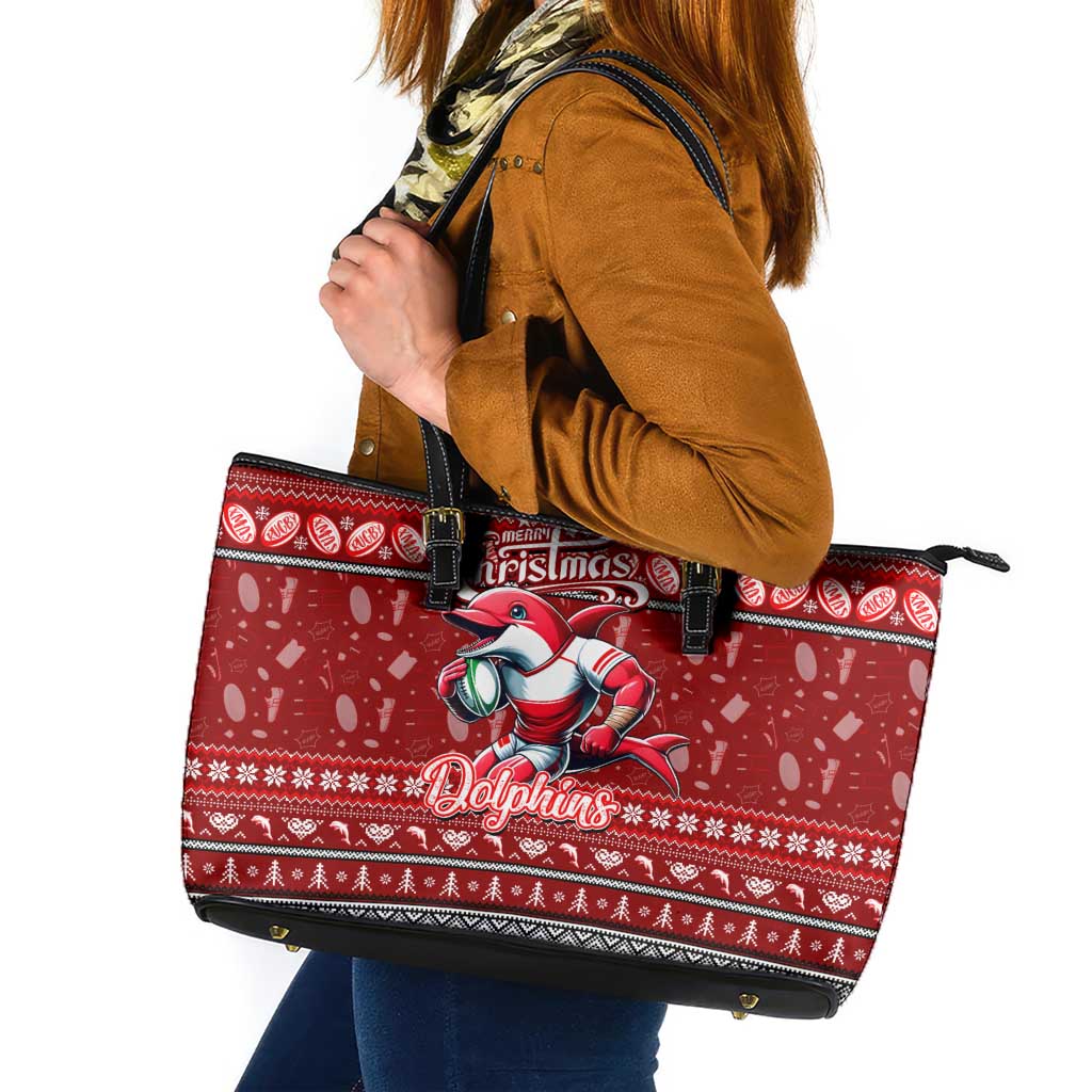 Dolphins Rugby Xmas Leather Tote Bag Australia NRL Mascot