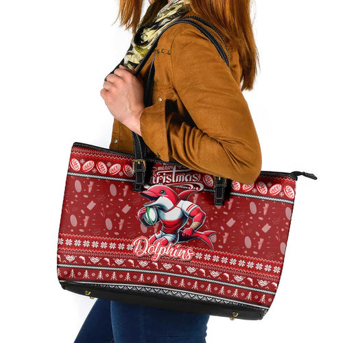 Dolphins Rugby Xmas Leather Tote Bag Australia NRL Mascot