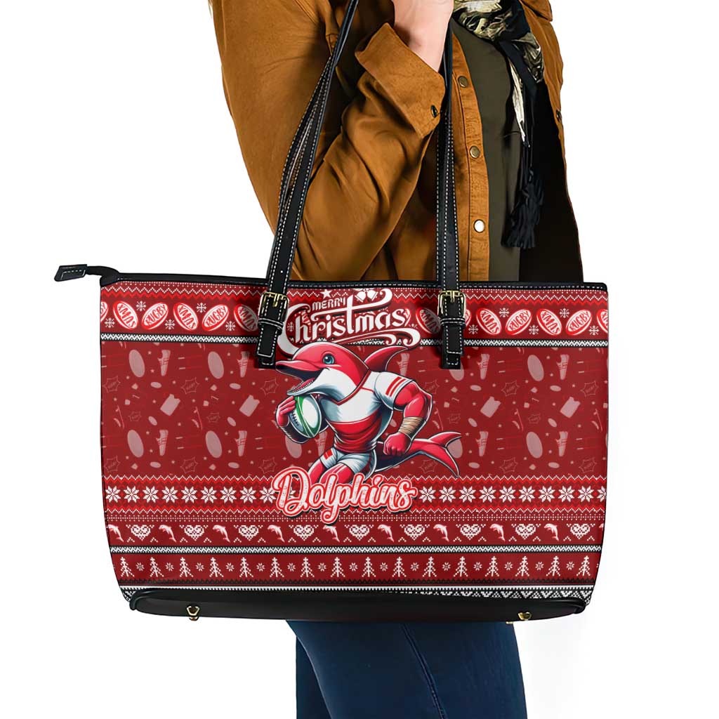 Dolphins Rugby Xmas Leather Tote Bag Australia NRL Mascot