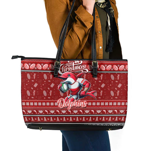 Dolphins Rugby Xmas Leather Tote Bag Australia NRL Mascot