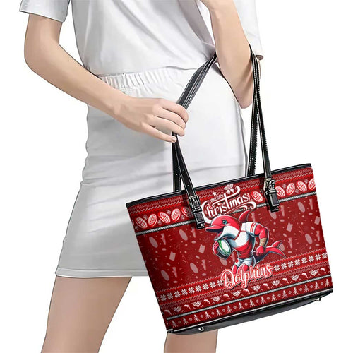 Dolphins Rugby Xmas Leather Tote Bag Australia NRL Mascot