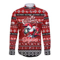 Personalized Dolphins Rugby Xmas Long Sleeve Button Shirt Australia NRL Mascot