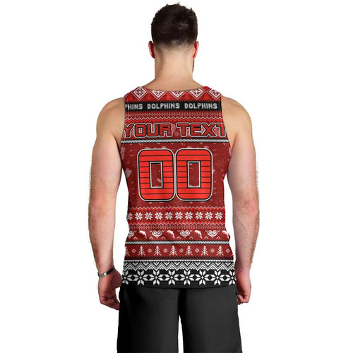 Personalized Dolphins Rugby Xmas Men Tank Top Australia NRL Mascot