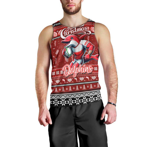 Personalized Dolphins Rugby Xmas Men Tank Top Australia NRL Mascot