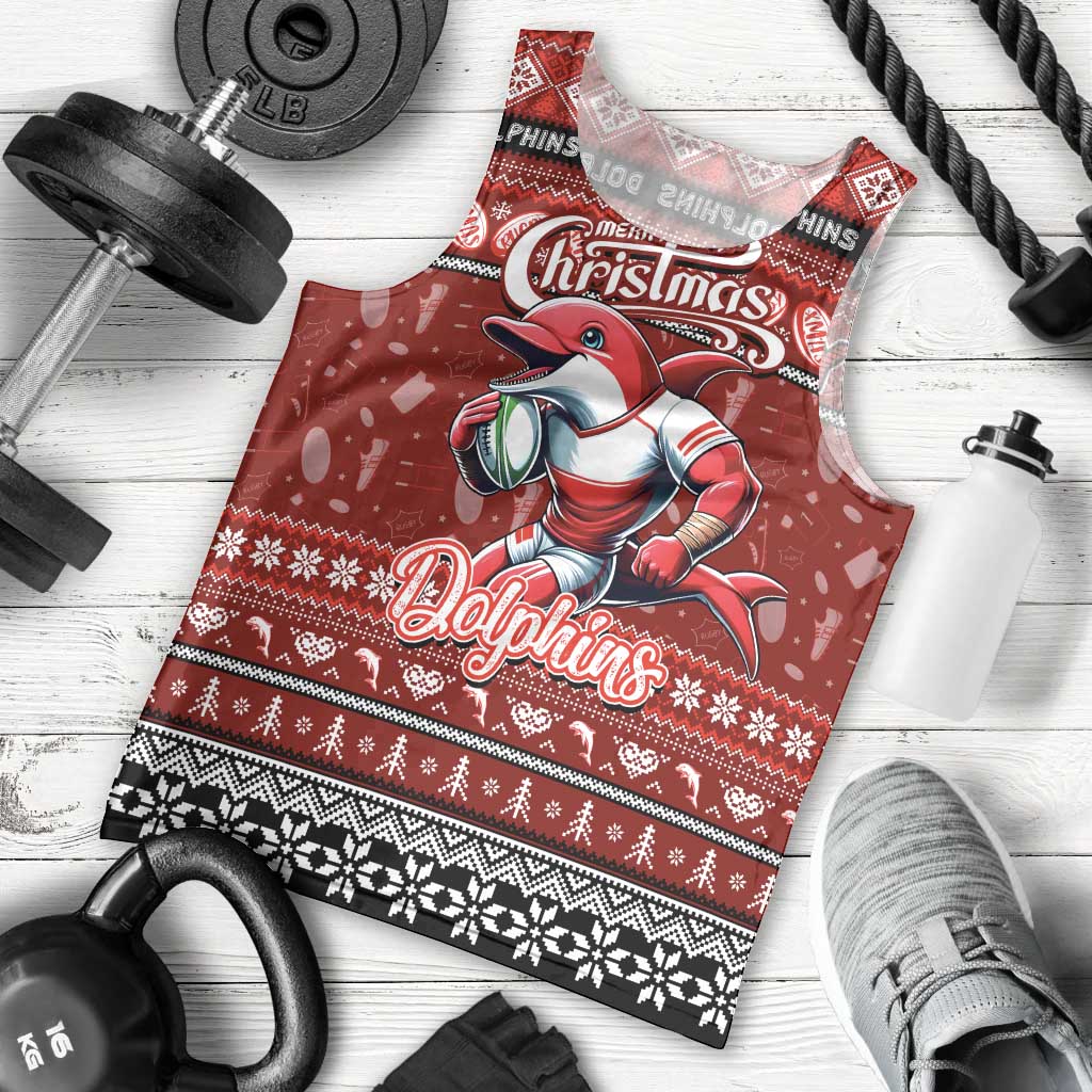 Personalized Dolphins Rugby Xmas Men Tank Top Australia NRL Mascot