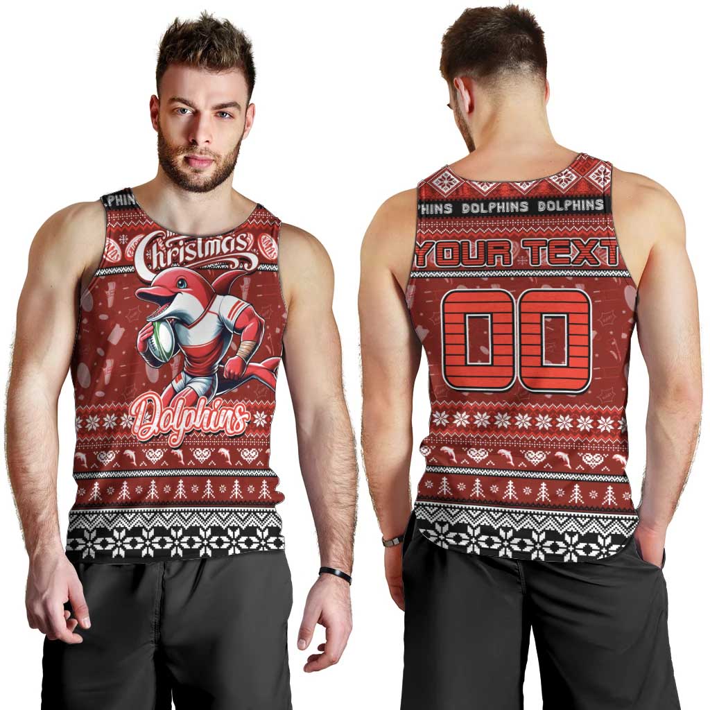 Personalized Dolphins Rugby Xmas Men Tank Top Australia NRL Mascot