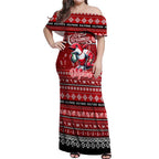 Personalized Dolphins Rugby Xmas Off Shoulder Maxi Dress Australia NRL Mascot