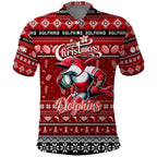 Personalized Dolphins Rugby Xmas Polo Shirt Australia NRL Mascot
