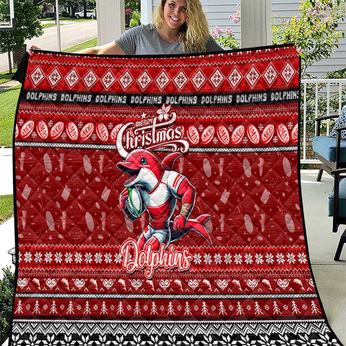 Dolphins Rugby Xmas Quilt Australia NRL Mascot