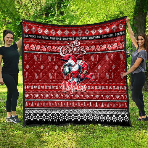 Dolphins Rugby Xmas Quilt Australia NRL Mascot
