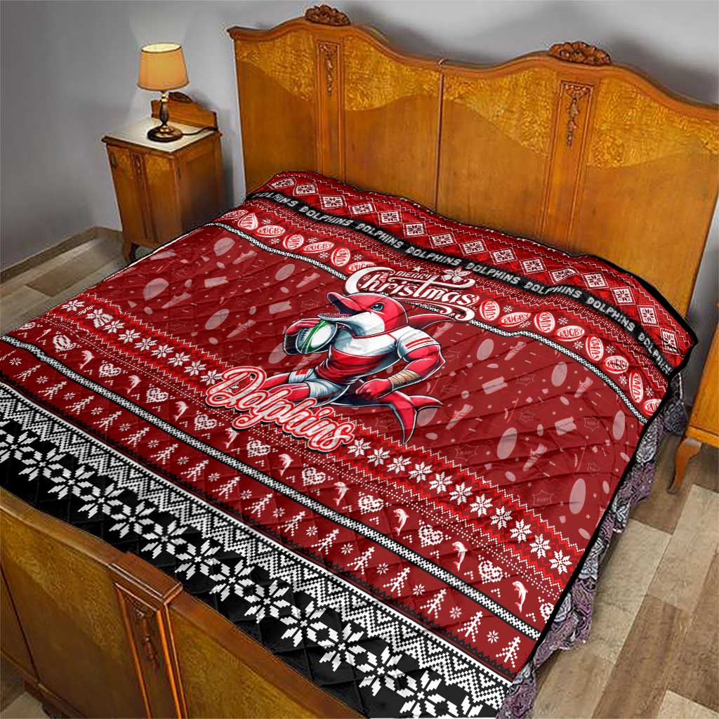 Dolphins Rugby Xmas Quilt Australia NRL Mascot